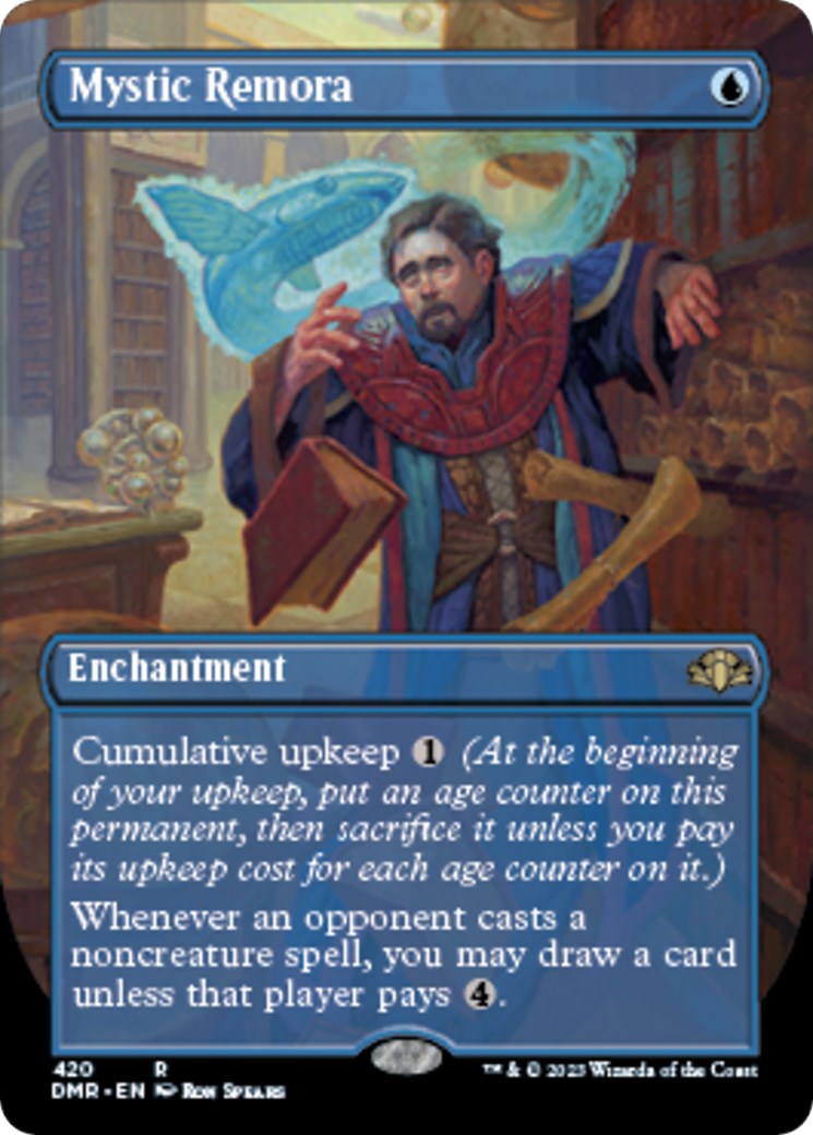 mtg make extra upkeeps card Magic the Gathering Dominaria Remastered Rare Mystic Remora #420 [Alternate Art Borderless] expansão de dragões MTG Style:Screwdown Case to ensure plenty of MTG 100+ Deckbox Final