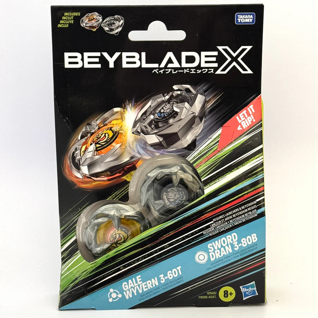 Beyblade X Gale Wyvern 3-60T & Sword Dran 3-80B 2-Pack