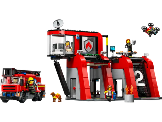 Fire Station with Fire Truck