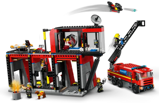 Fire Station with Fire Truck