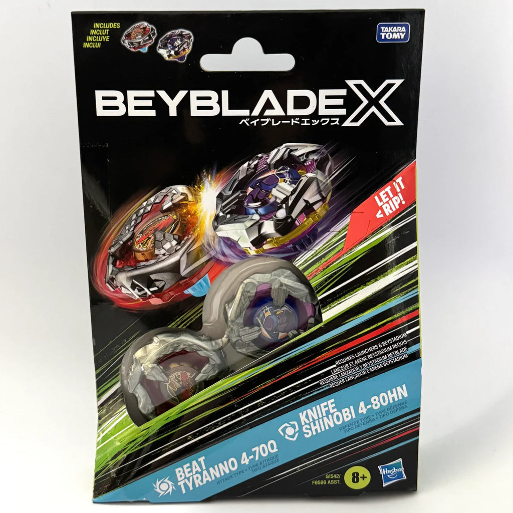 Beyblade X Beat Tyranno 4-70Q & Knife Shinobi 4-80HN 2-Pack